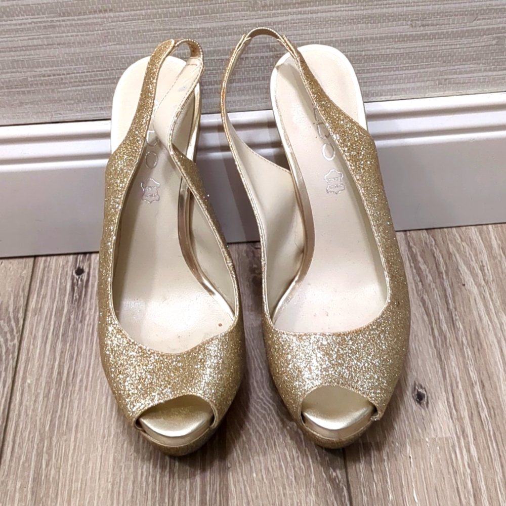 Aldo Women's Platform Heels, Metallic Gold, Size 6.5